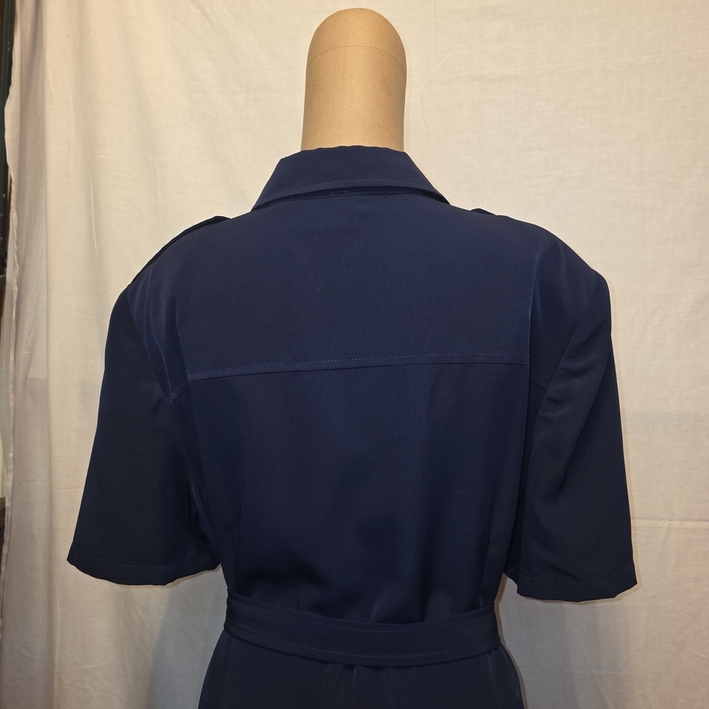 Navy Blue Belted Shirt Dress - Picture 9 of 12